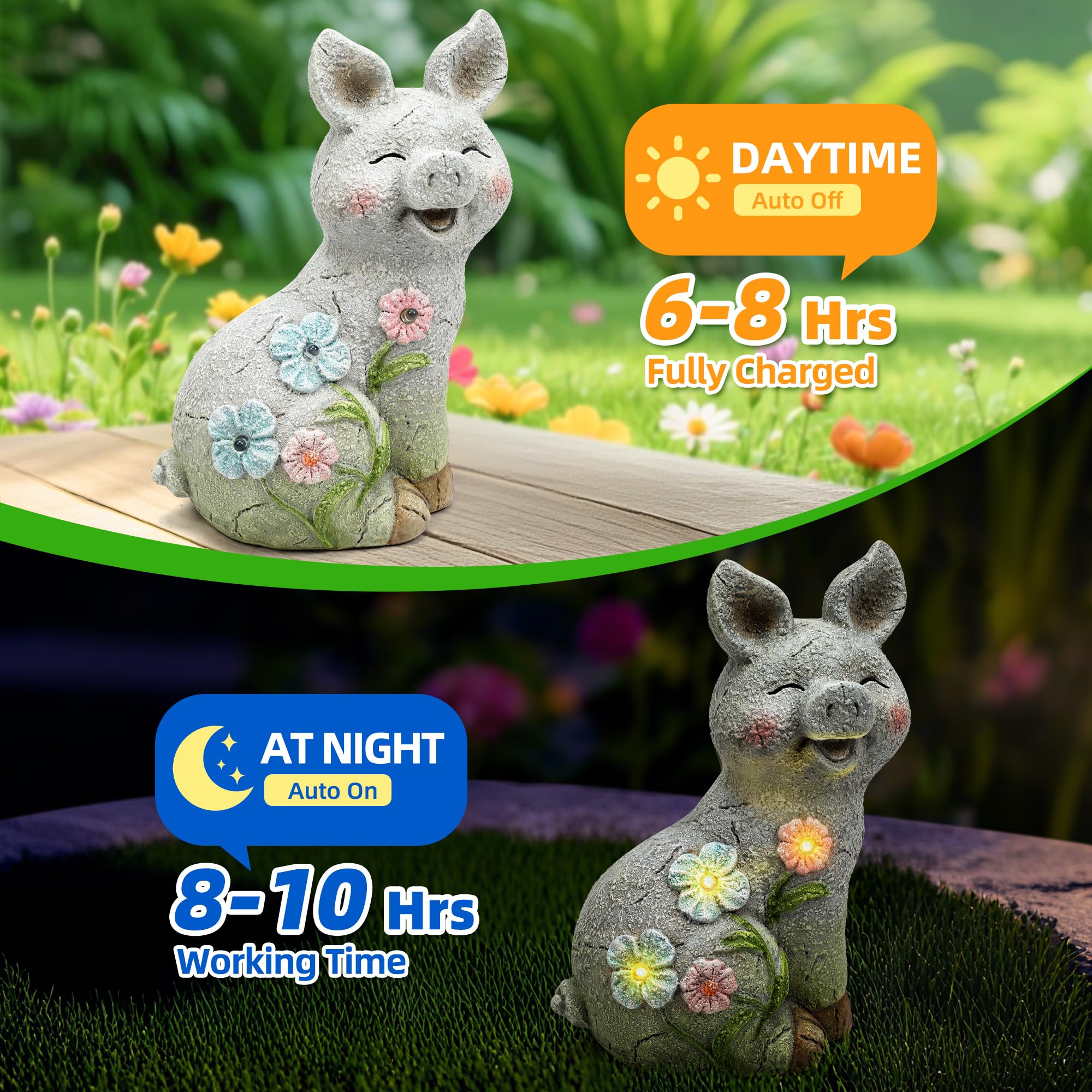 Leekung outdoor pig figurine made of resin with UV-resistant finish.