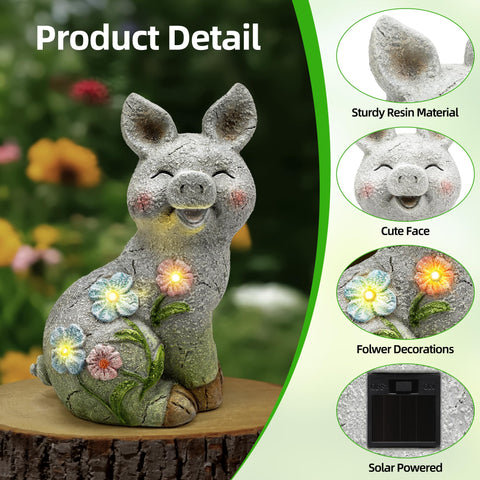 Leekung pig garden decor solar light adds a cheerful glow to balconies.