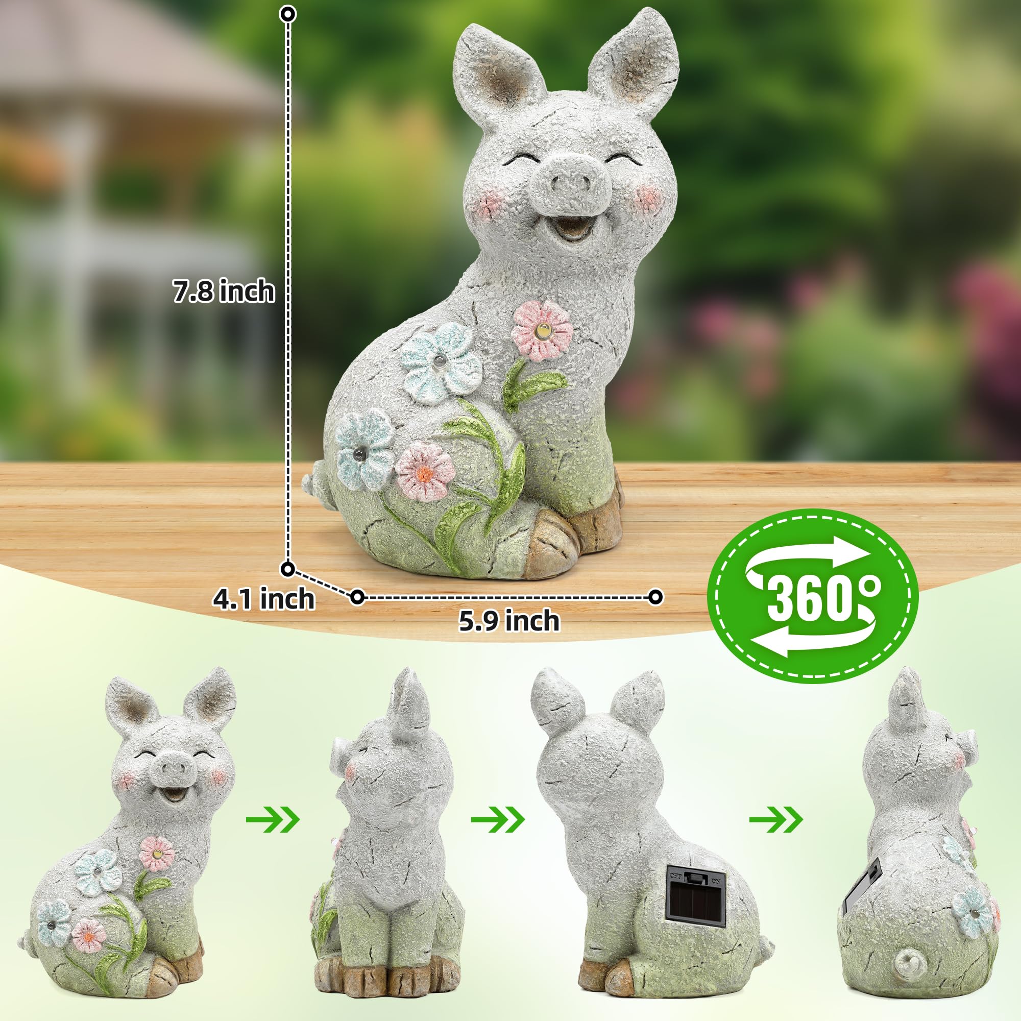 Leekung resin pig statue with UV coating for vivid colors.