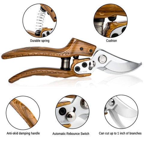 Leepenk WProfessional Sharp Pruners anti-slip grip reduces fatigue in long sessions.