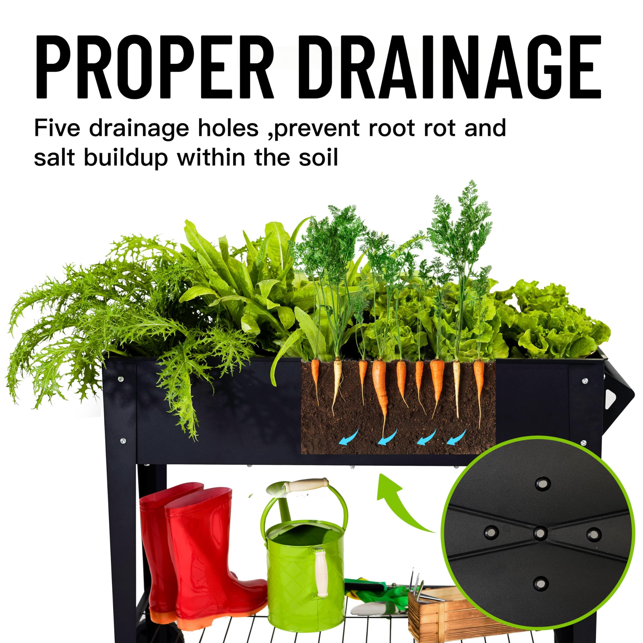 LEETOLLA Elevate double-drainage system prevents waterlogging for healthier soil.