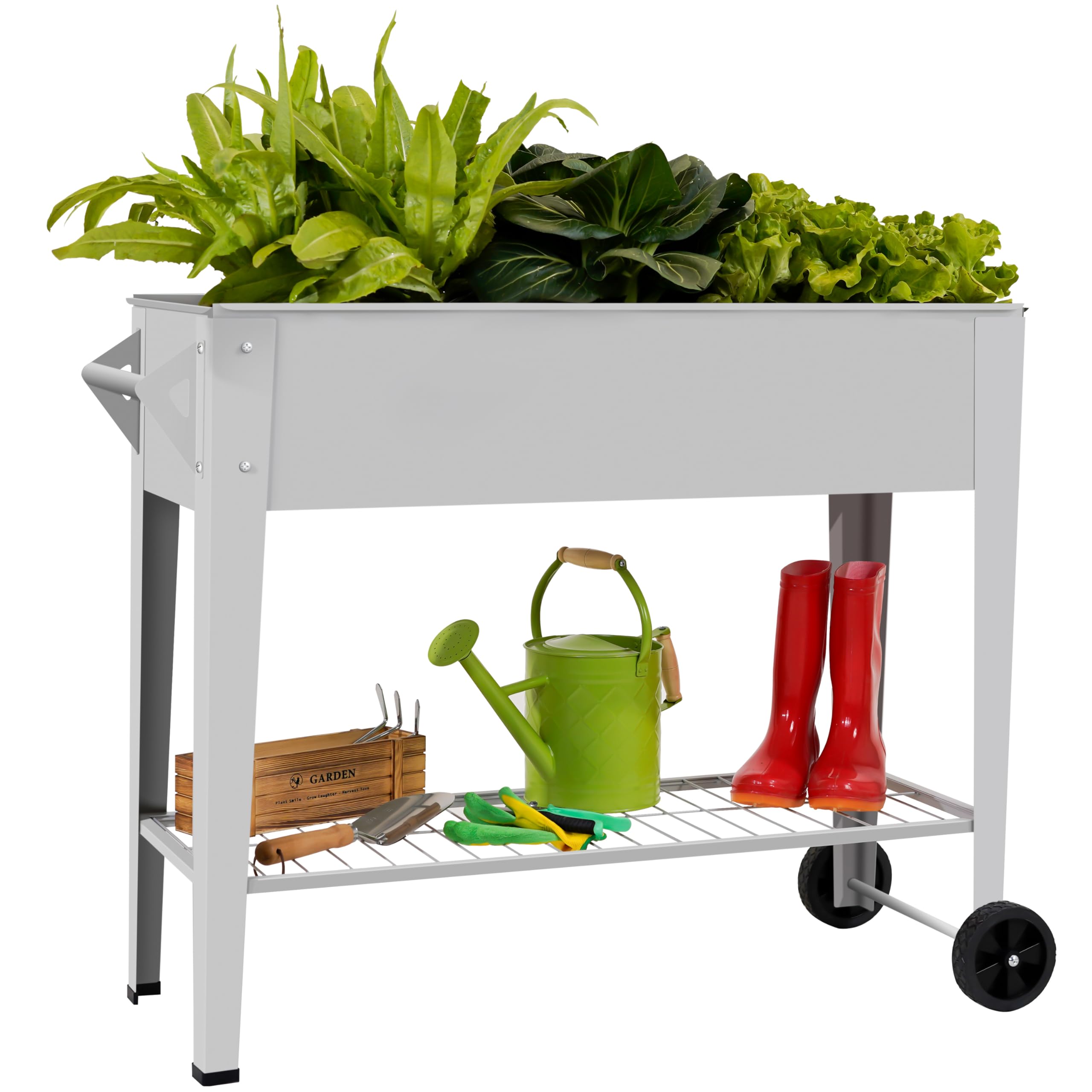 LEETOLLA raised garden bed outdoors elevated for herbs and vegetables with sturdy steel framing
