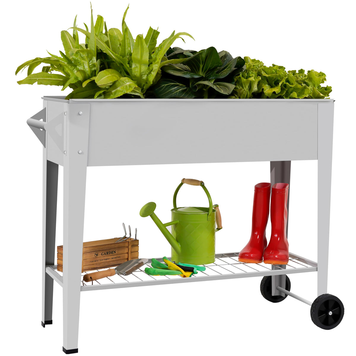 LEETOLLA raised garden bed outdoors elevated for herbs and vegetables with sturdy steel framing