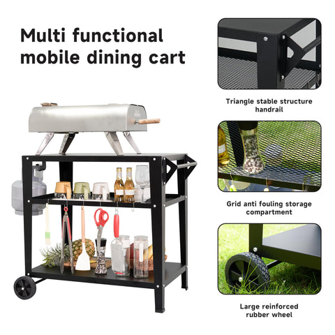 LEETOLLA side shelves provide extra space for condiments and marinades.