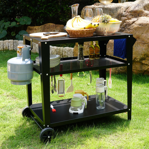 LEETOLLA three-tier workspace offers ample prep room for grills and gadgets.