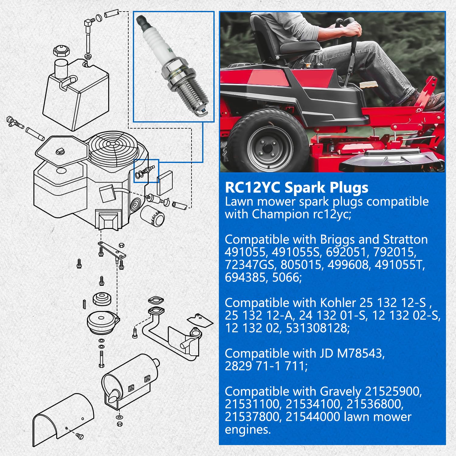 LEFITPA CS6 spark plug compatible with NGK lawn mowers for ignition