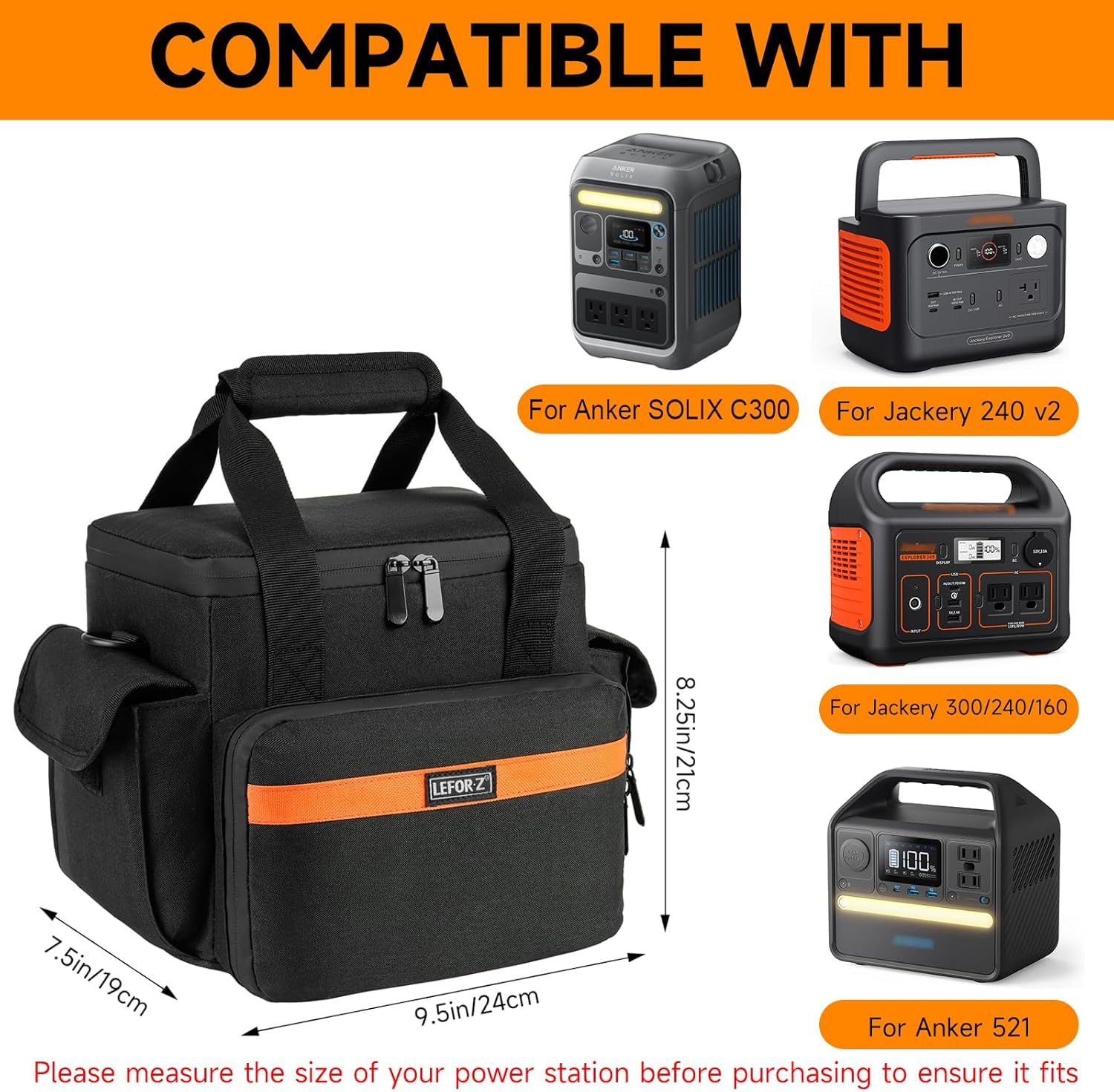 LEFOR-Z carrying case keeps Jackery Explorer 300 organized with eight pockets.