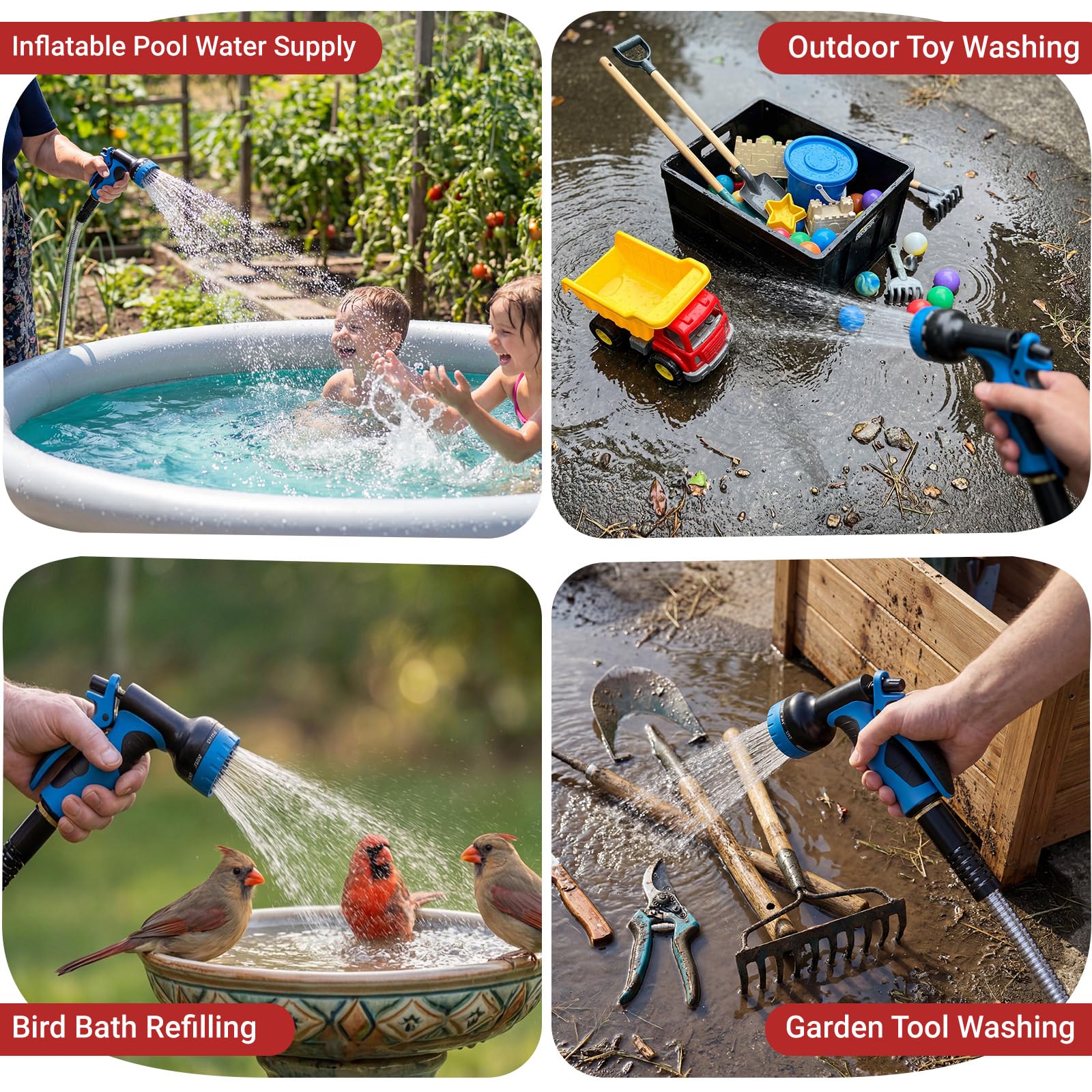 Lefree complete package includes hose, nozzle, and spare gaskets for ready setup