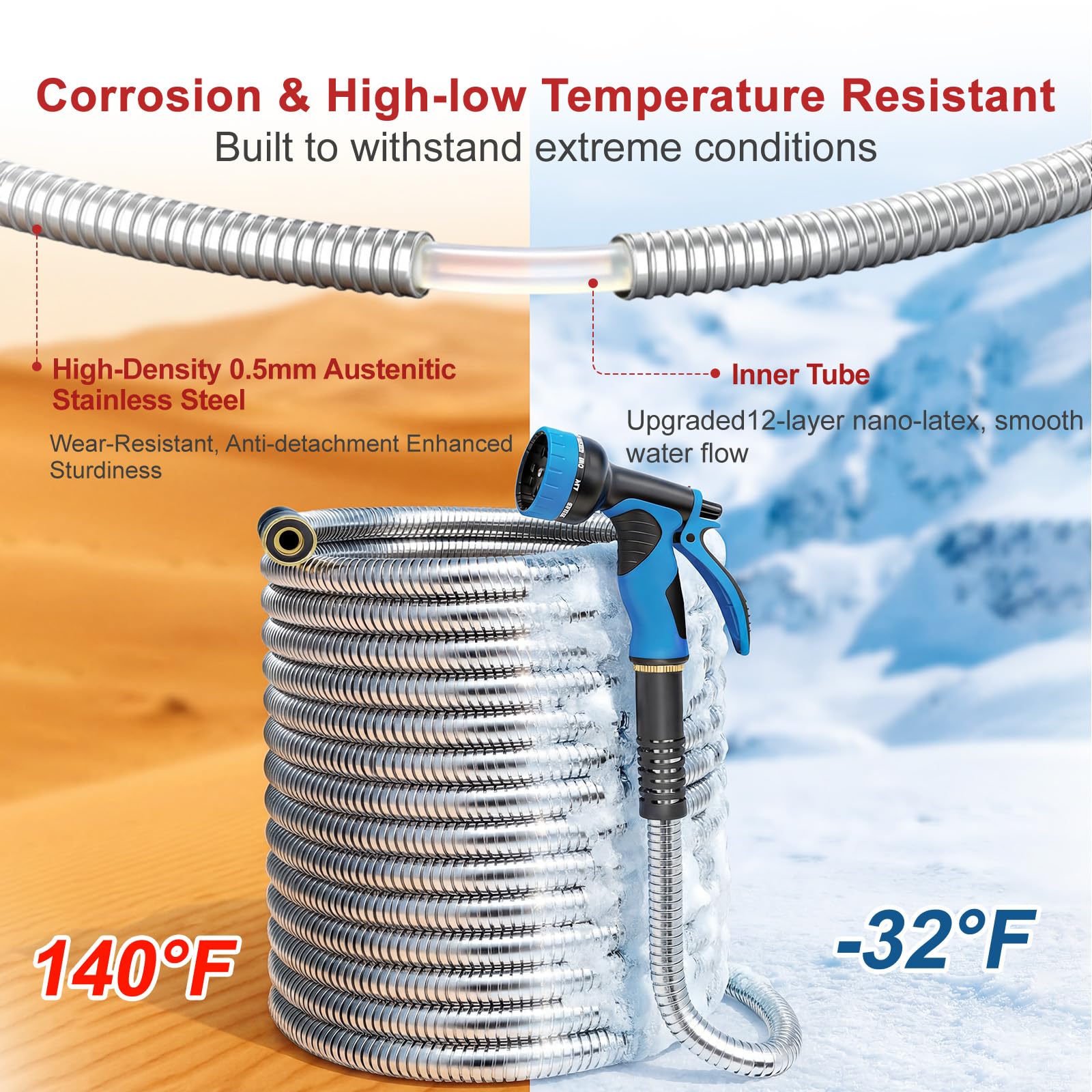 Lefree kink-free spiral design keeps inner tube aligned for easy coiling.