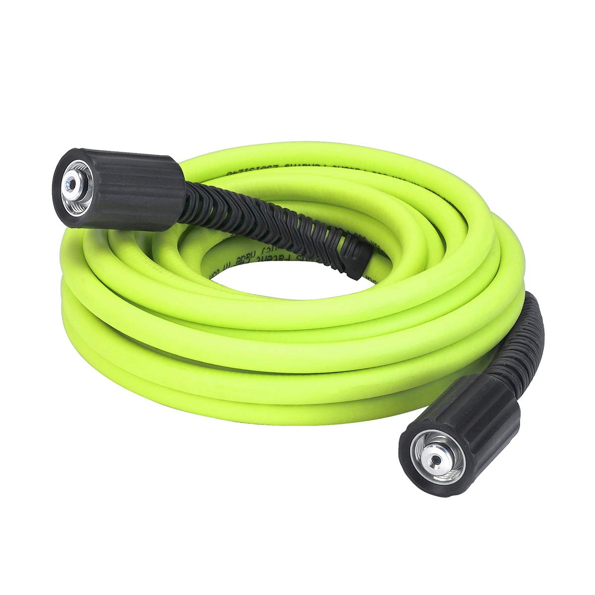 Legacy Flexzilla hose with M22 fittings demonstrates flexible under pressure for easy cleaning