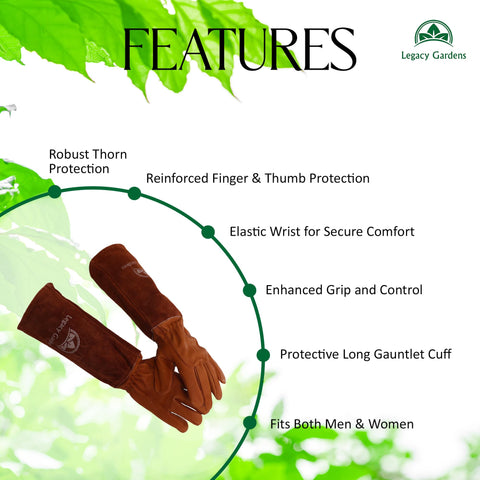 Legacy Gardens forearm-protection gauntlet provides extra sleeve coverage for thorny plants