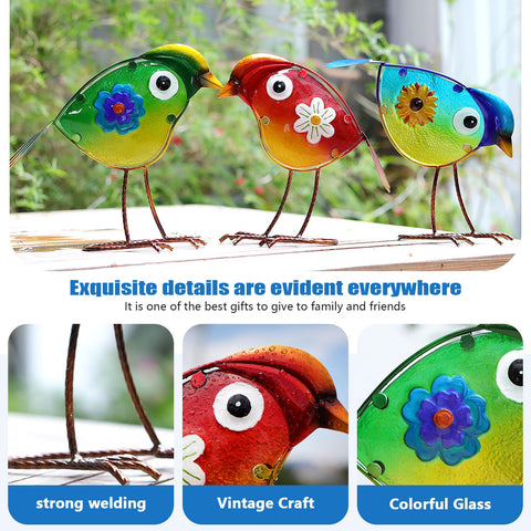 LEGIFO hand-painted-birds handmade garden decor for porch or yard.