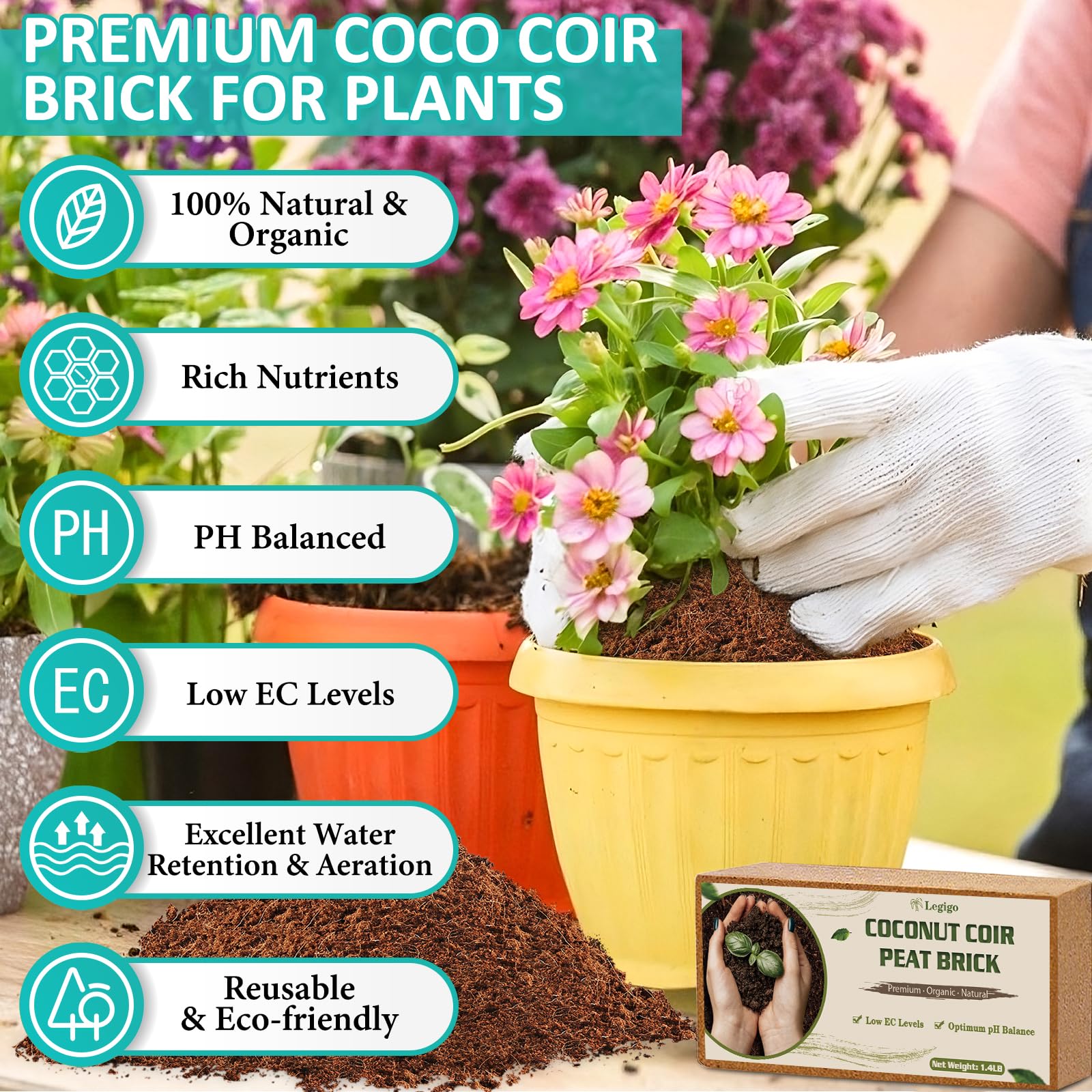 Legigo 10-pack coco coir bricks ready for efficient potting soil prep.