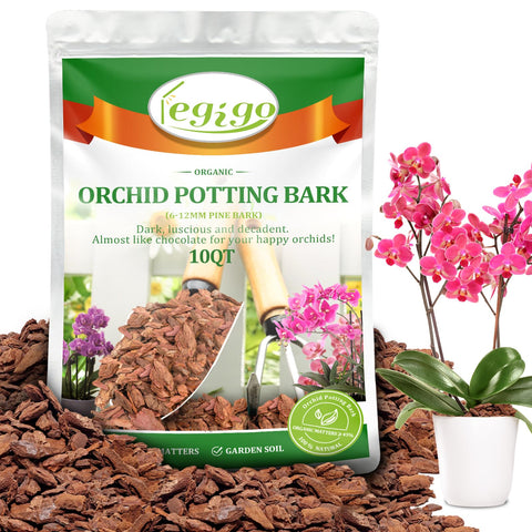 Legigo 10 qt orchid bark bag shows clean pine bark ideal for aeration in potting mixes