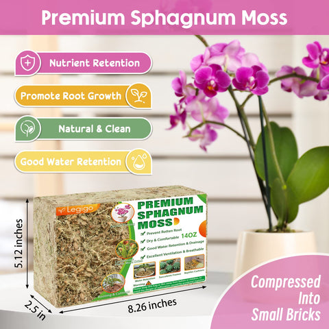 Legigo 14oz premium sphagnum moss enhancing plant moisture control