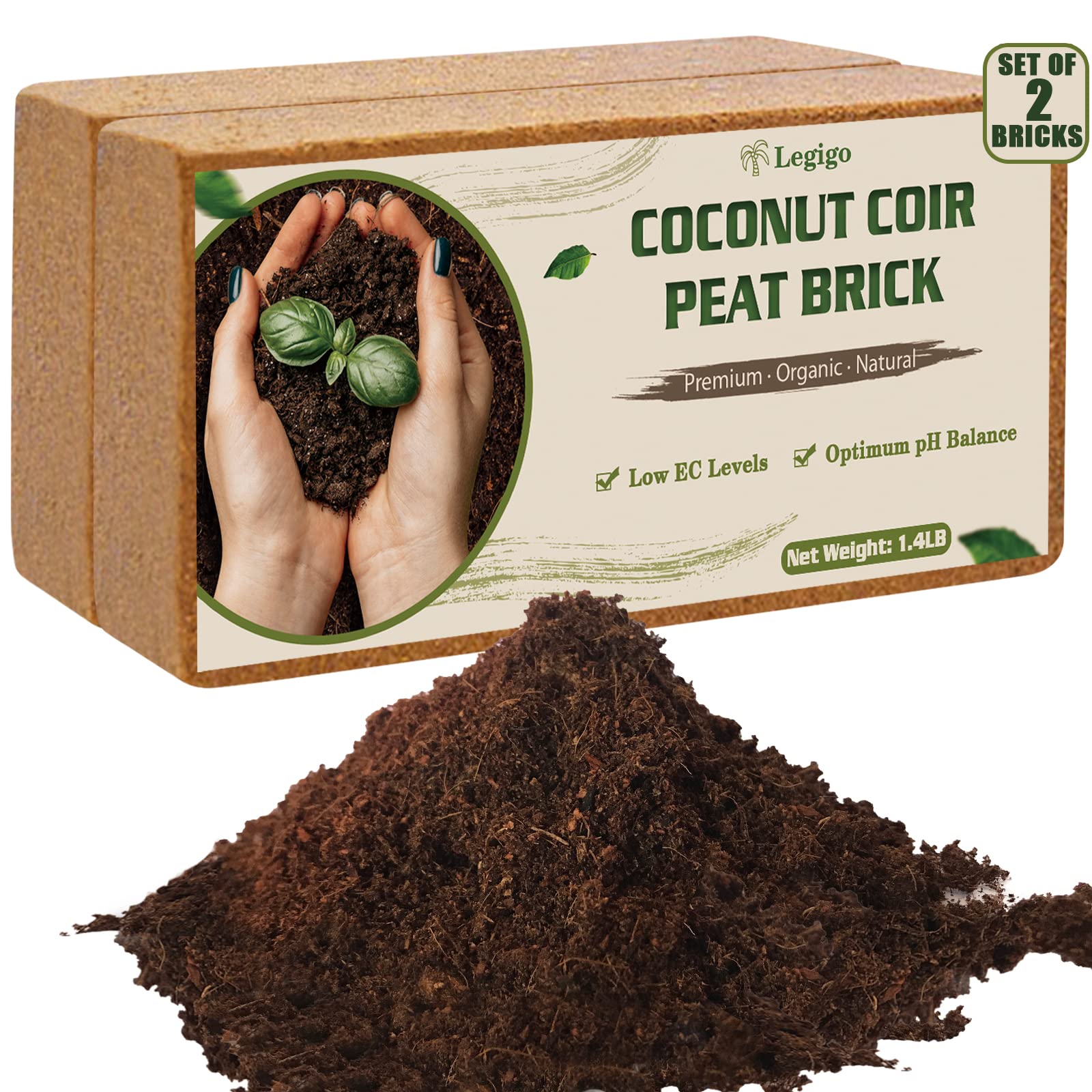 Legigo Coco Coir Brick 2-pack compact before expansion for seeds