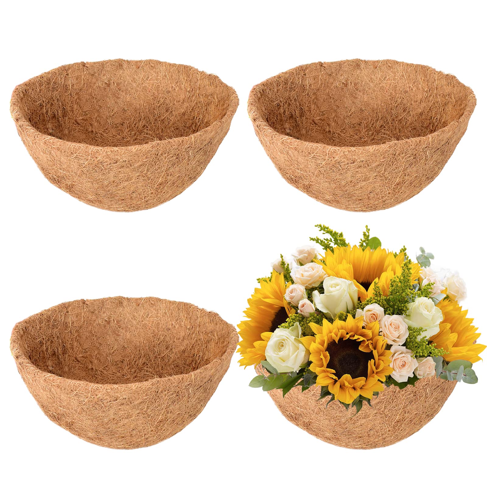 Legigo 20-inch round coco fiber liner for hanging baskets enhances airflow.