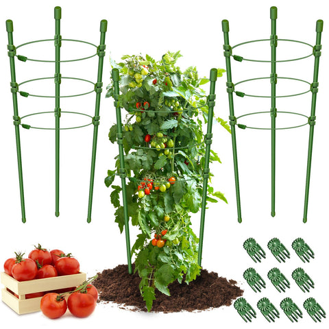 Legigo 3-pack plant support cages for pots provide sturdy tomato cage support for small gardens.