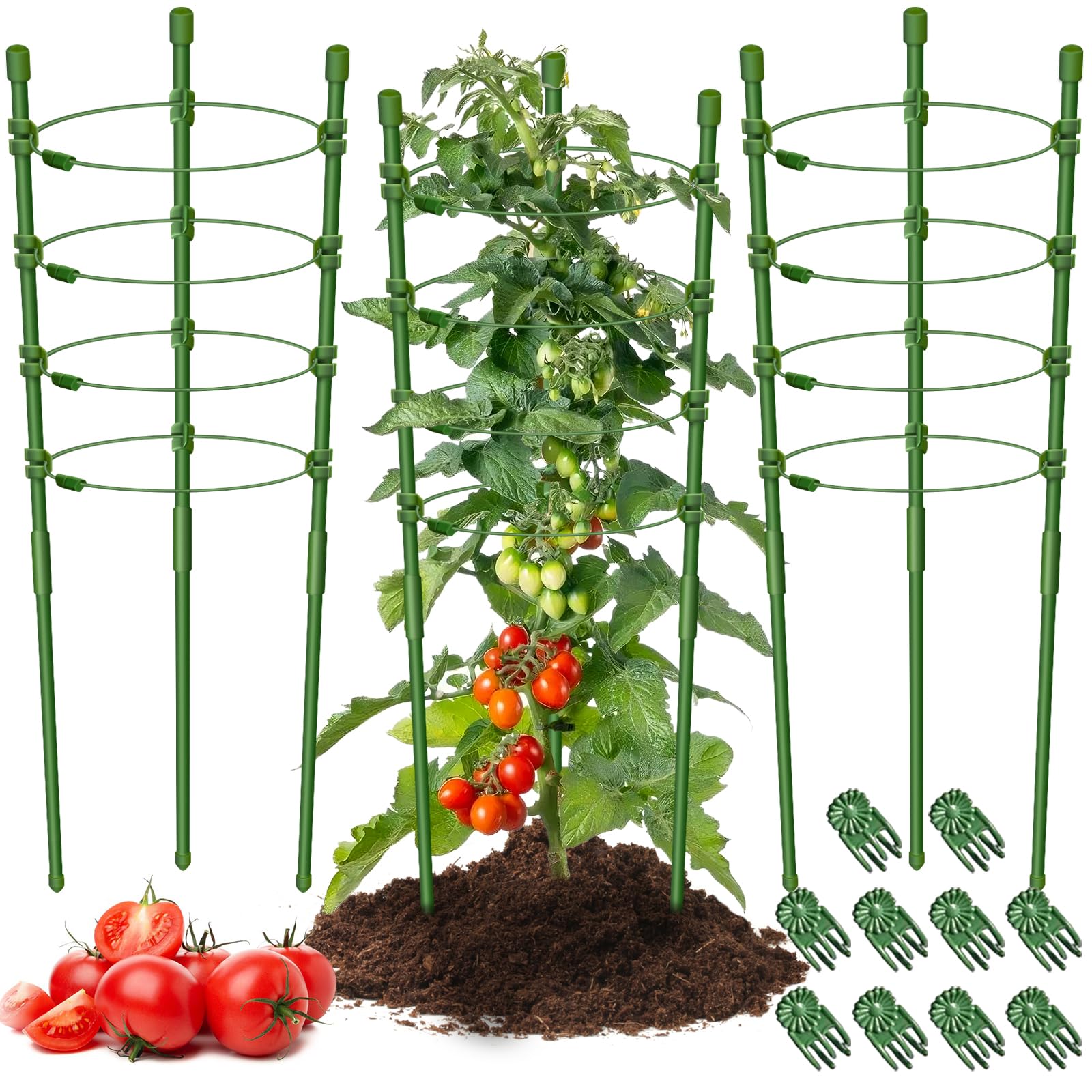 Legigo 3-pack tomato cages provide sturdy vertical support for healthy tomato growth.