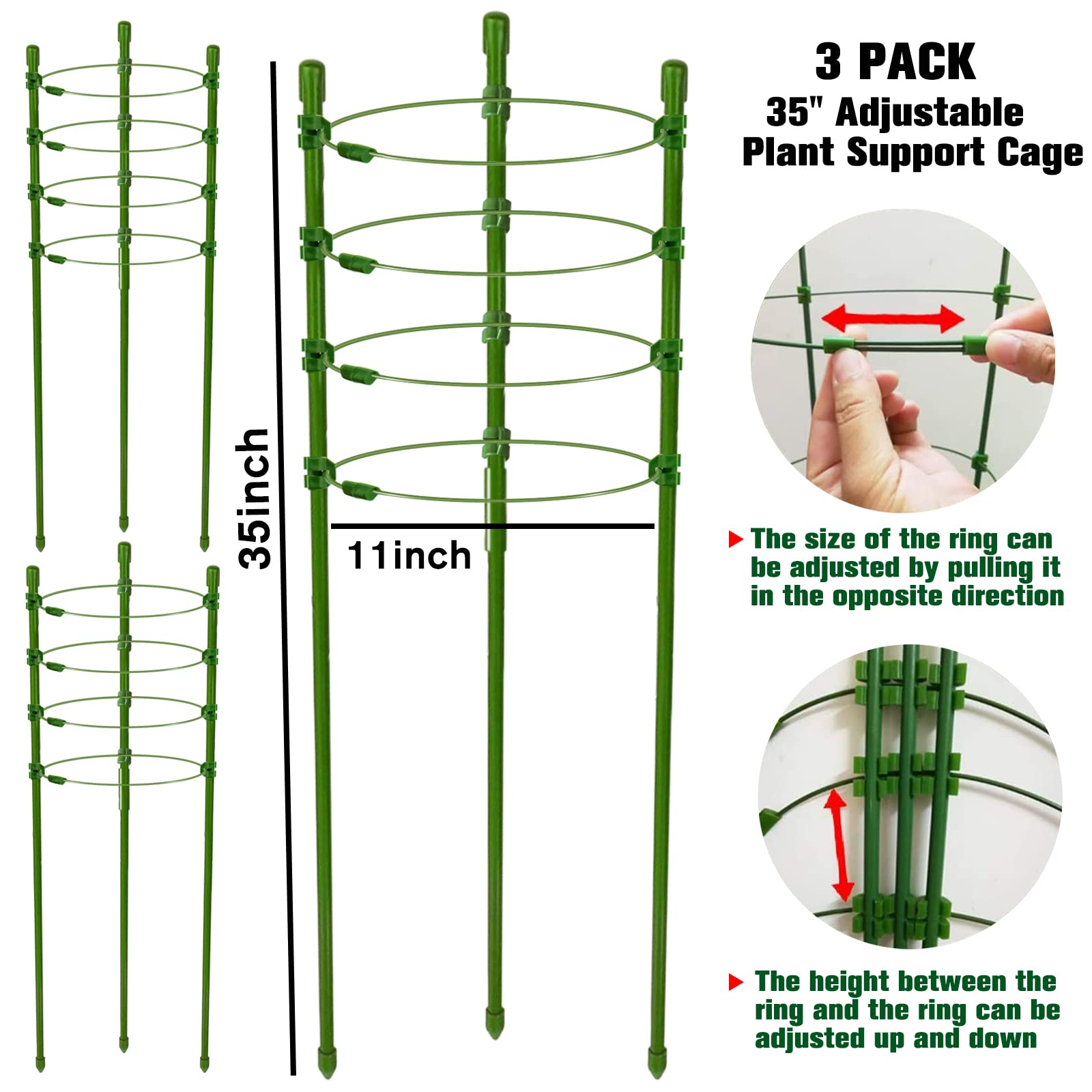 Legigo 36-inch adjustable rings demonstrate flexible support for taller climbing plants.