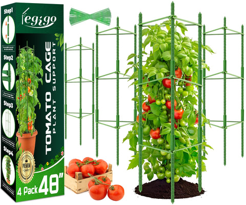Legigo 4ft tomato cage pack assembly shows quick, sturdy setup for tall plants.