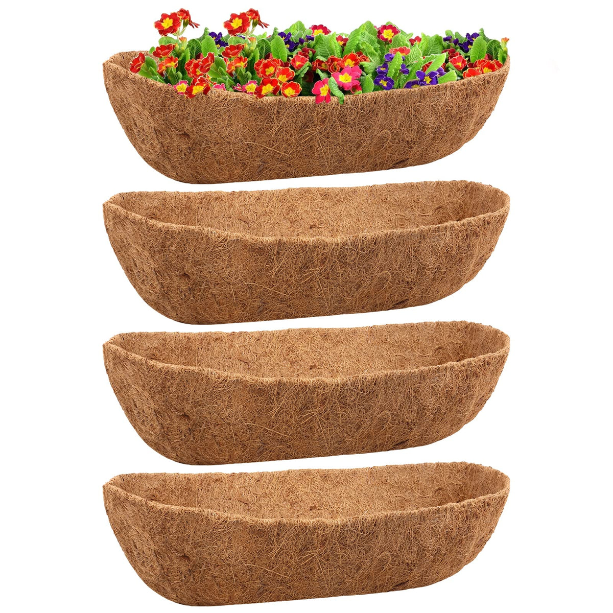 Legigo 4 Pack coco liners for window boxes provide natural support and moisture retention.