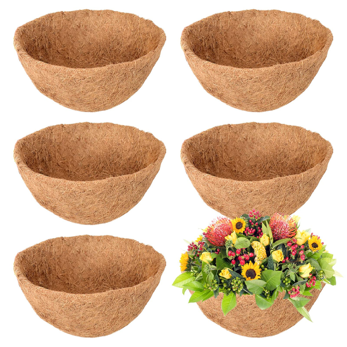 Legigo 6-pack round coco liner for hanging baskets enhances airflow