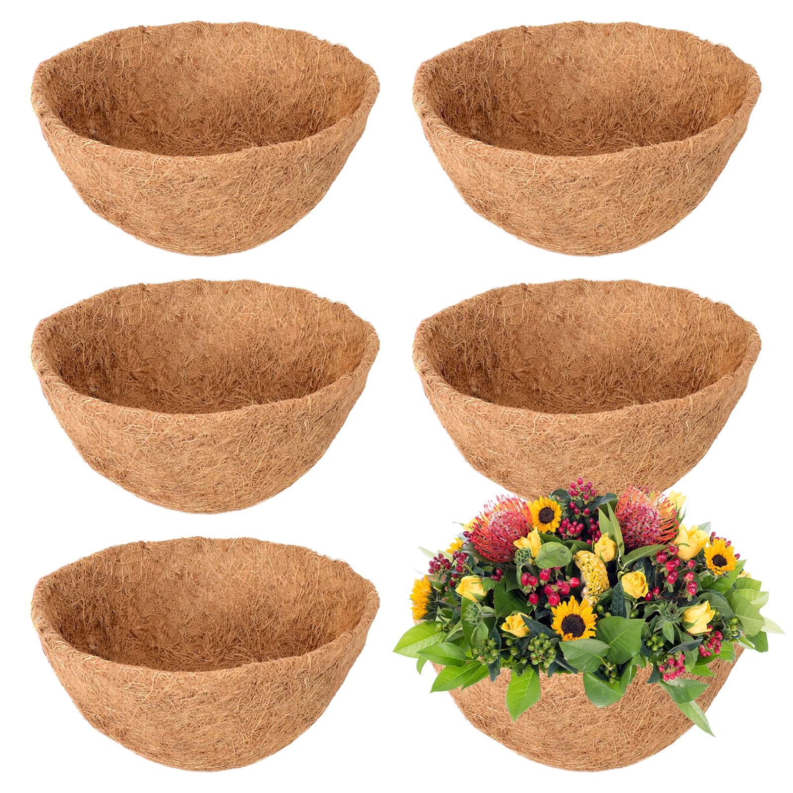 Legigo 6-pack 8-inch coconut coir liner for hanging baskets, moisture retention.