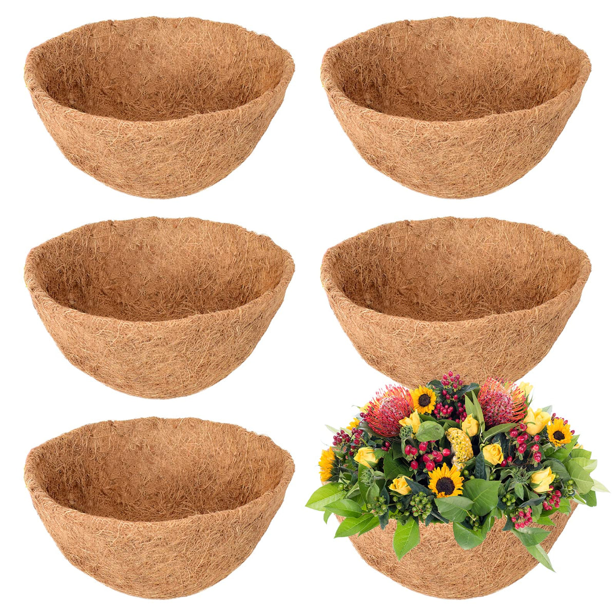 Legigo 6-pack 8-inch coconut coir liner for hanging baskets, moisture retention.