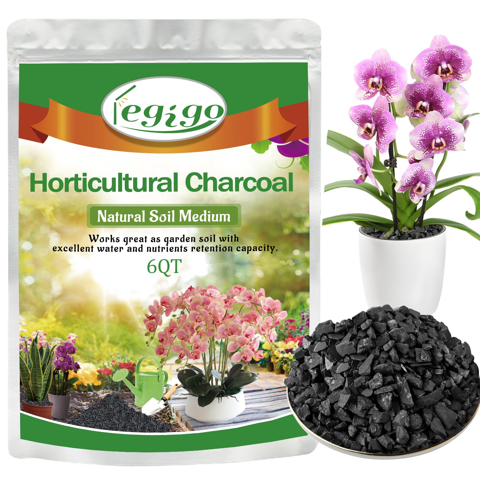 Legigo 6QT horticultural charcoal bag improves drainage in pots.