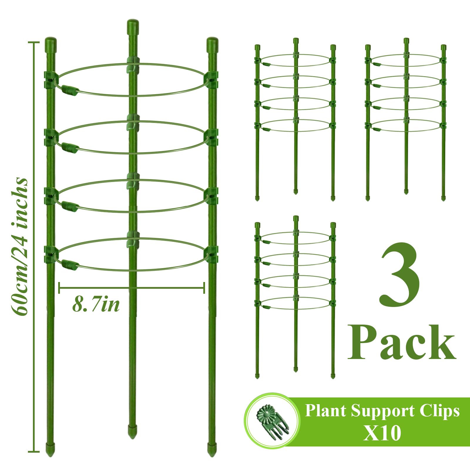 Legigo adjustable rings around plants for scalable hoop sizes