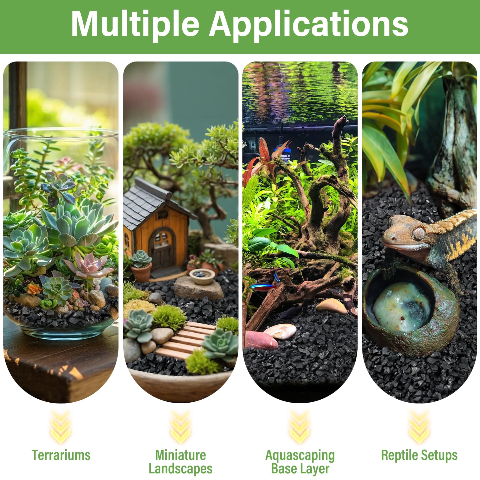 Legigo bottom-layer charcoal for terrarium provides drainage and air circulation.