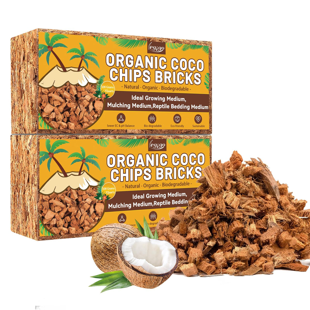 Legigo coco coir chips brick expanding when soaked for ready growing medium