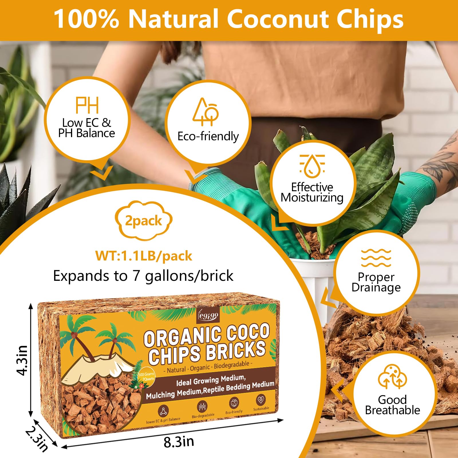 Legigo coco coir chips demonstrating moisture retention for plants