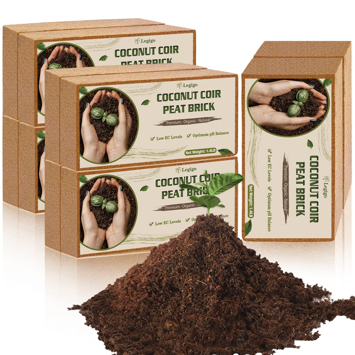Legigo coco coir brick expands when hydrated for fast seed starting.
