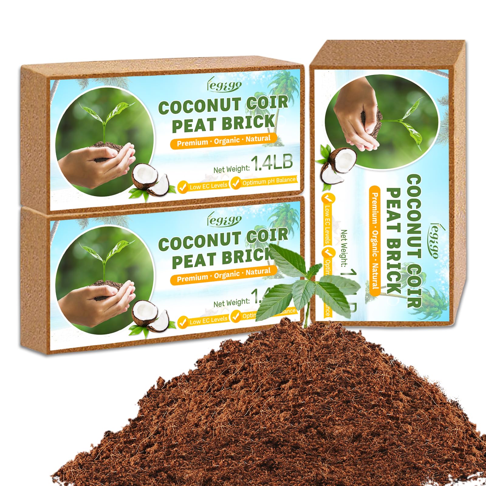 Legigo coco coir brick compact expands into airy soil for seedlings