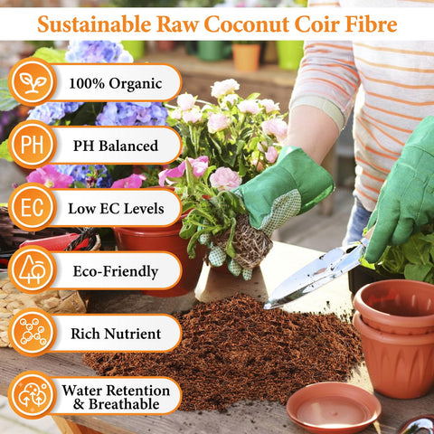 Legigo coco coir brick expansion after water shows airy texture for root growth.