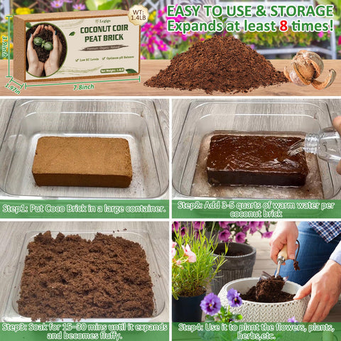 Legigo coco coir brick ready for seedling transplantation and soil mix