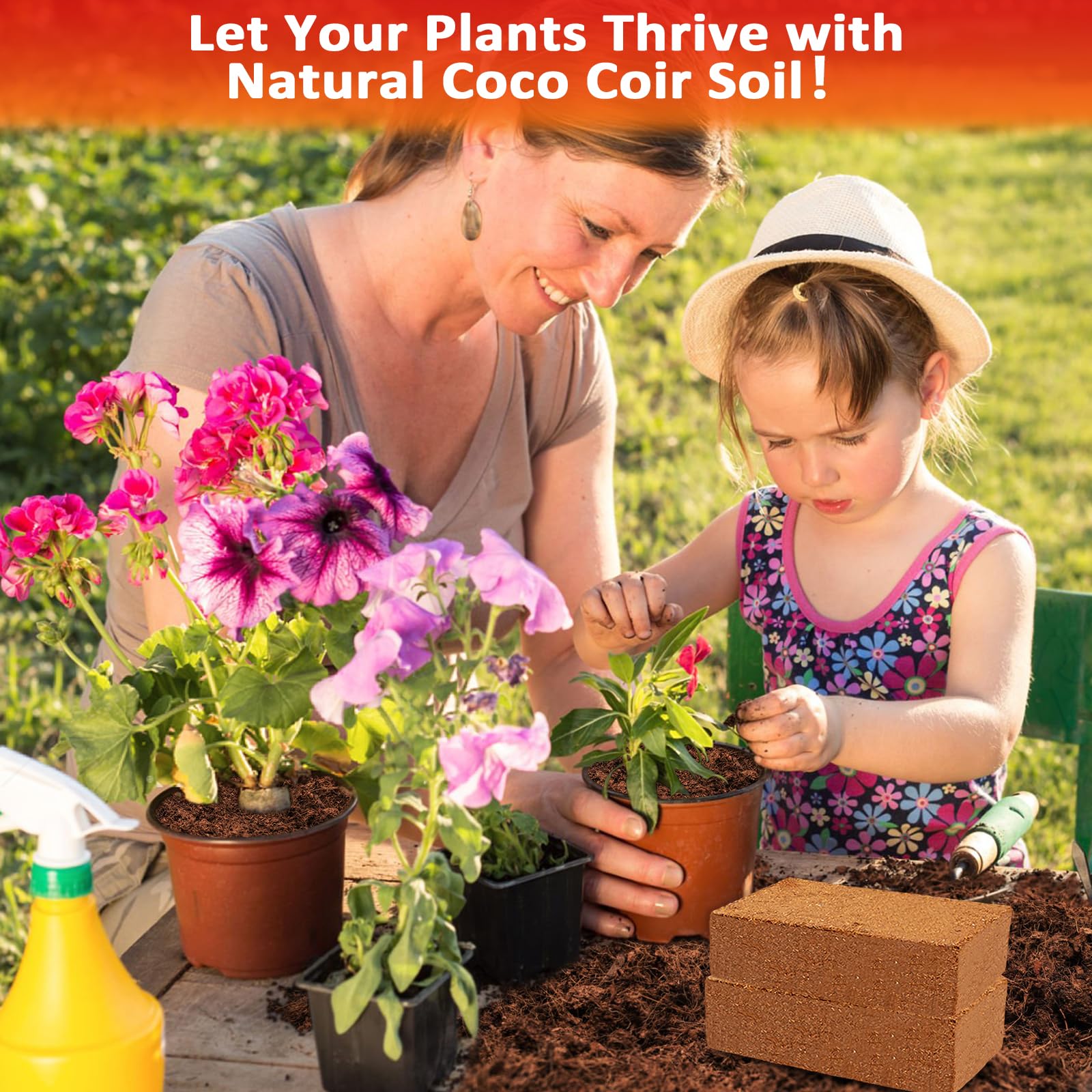 Legigo Coco Coir Bricks ideal for containers, raised beds, and hanging baskets.