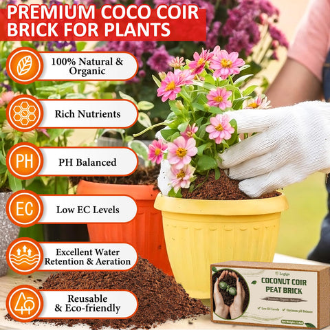 Legigo Coco Coir Bricks expand quickly after watering to form a fluffy seed starter mix.