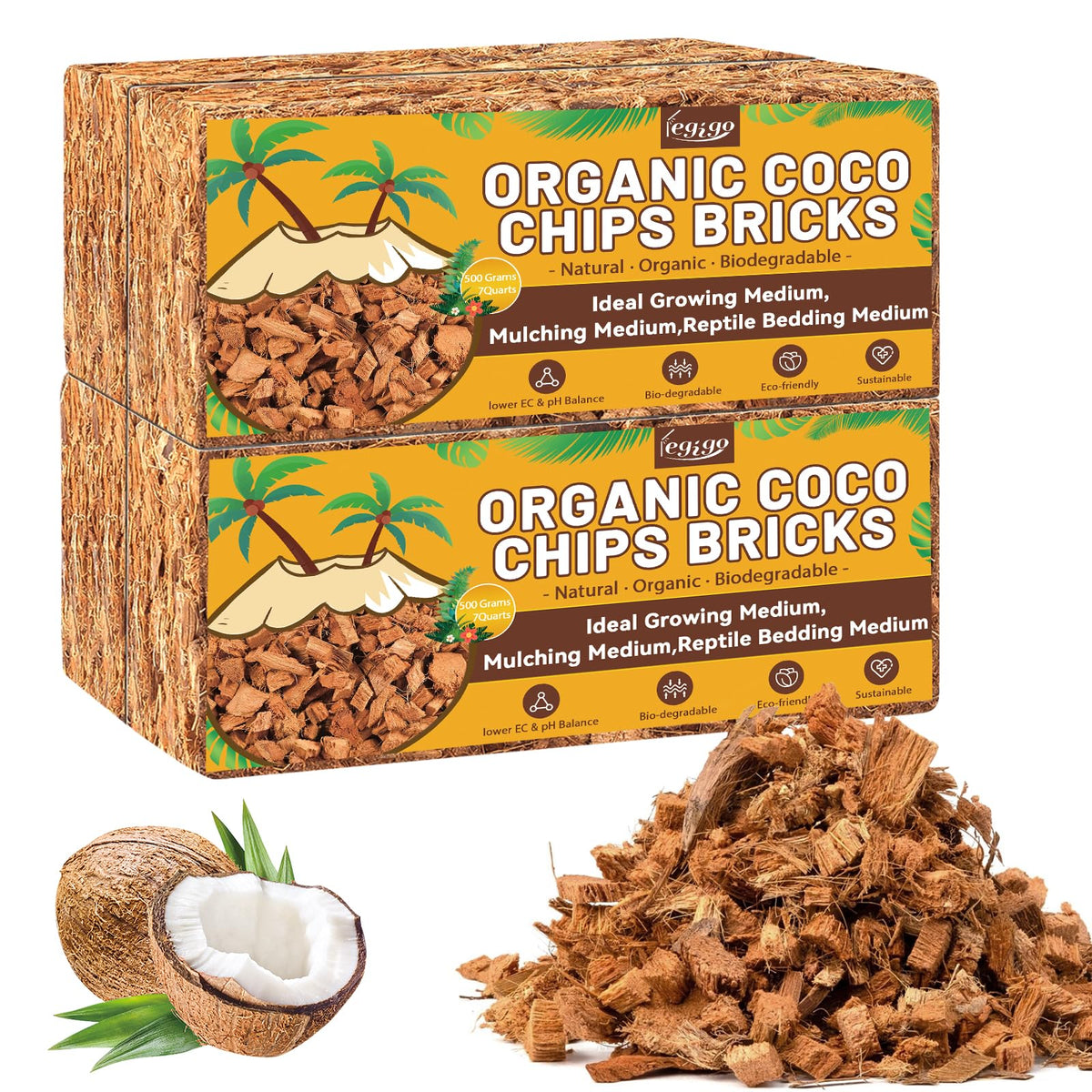 Legigo coco coir chips four-pack front view for versatile planting