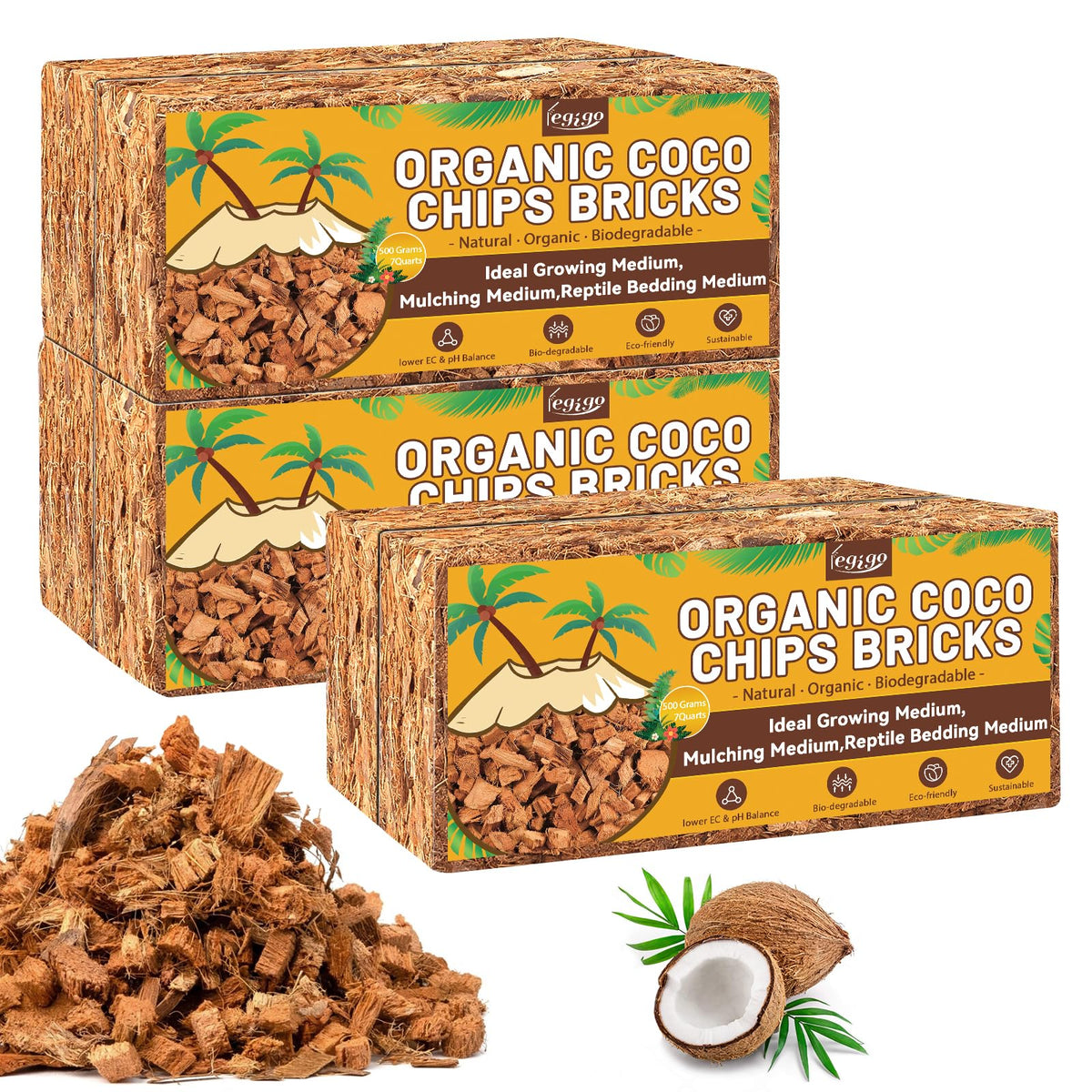 Legigo coco coir chips brick being soaked to create orchid and plant substrate.