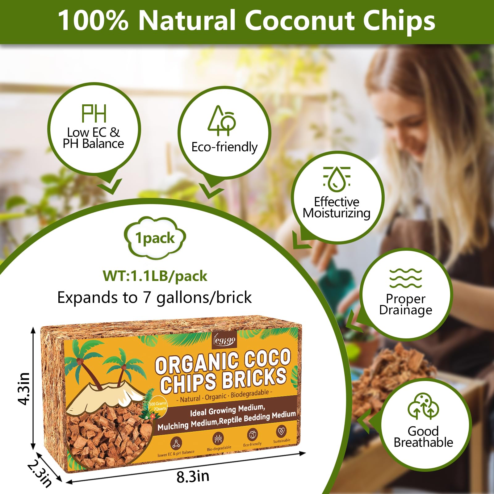 Legigo Coco Coir Chips expand when soaked for quick potting mixes
