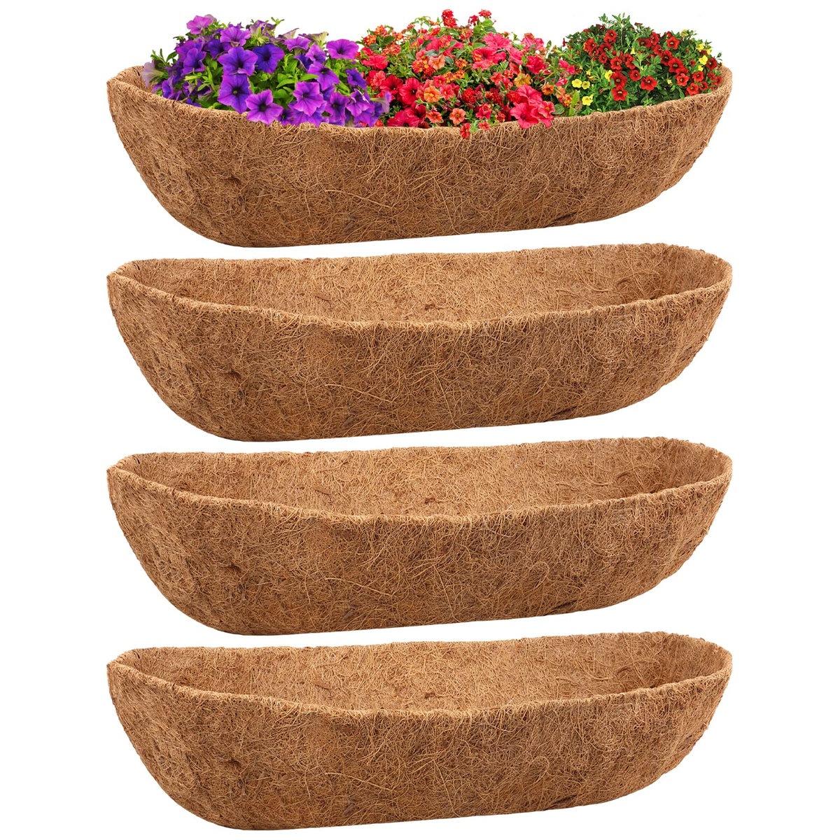 Legigo 36 inch natural trough coco coir liner for window boxes, moisture retention and soil stability