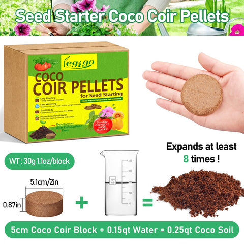 Legigo Coco Coir Pellets block swells after soaking for quick planting.
