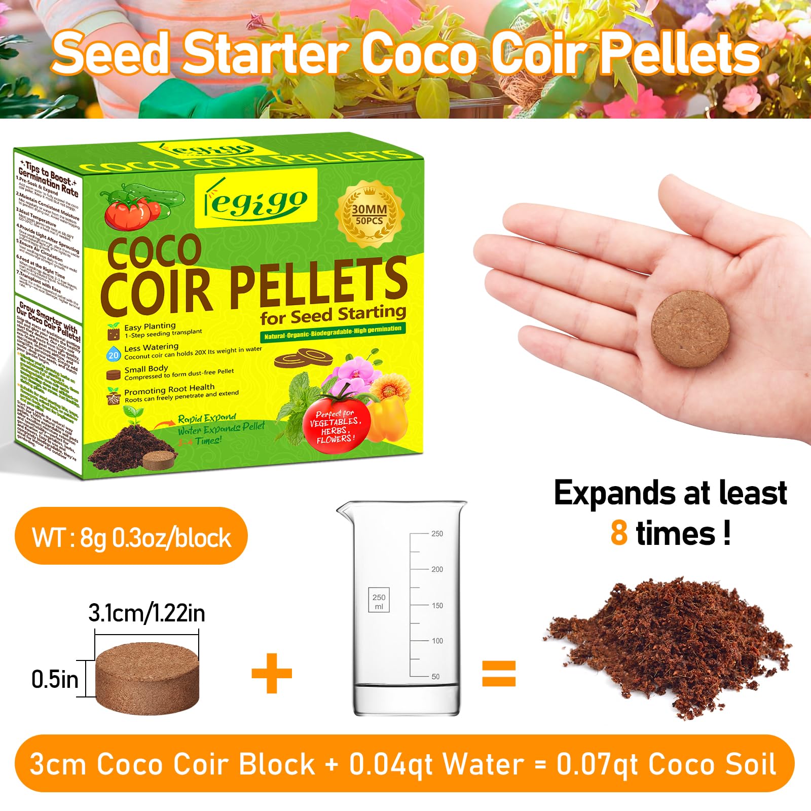 Legigo coco coir pellets swelling to form soft propagation medium
