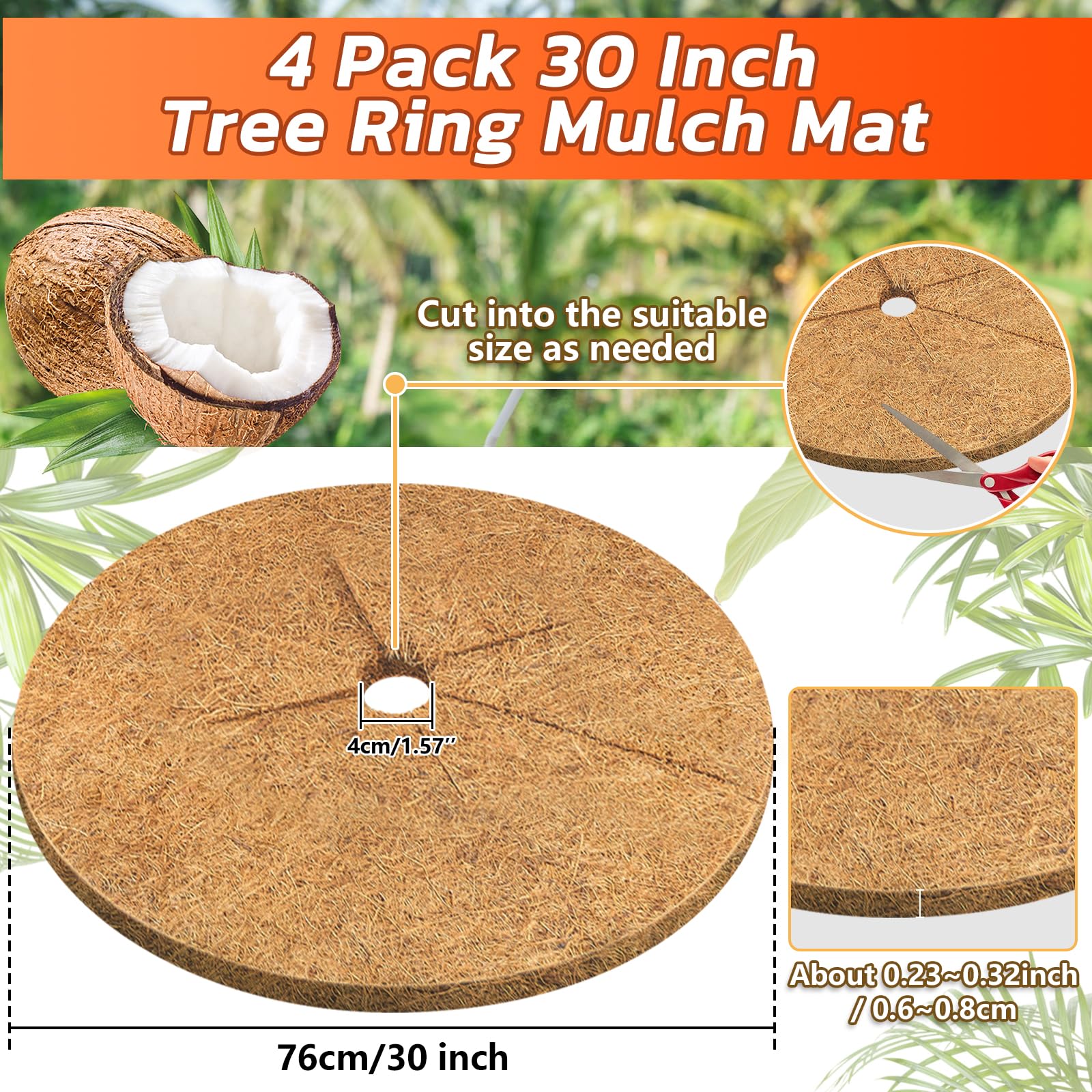 Legigo coco coir tree protector close-up showing thick, durable fibers.