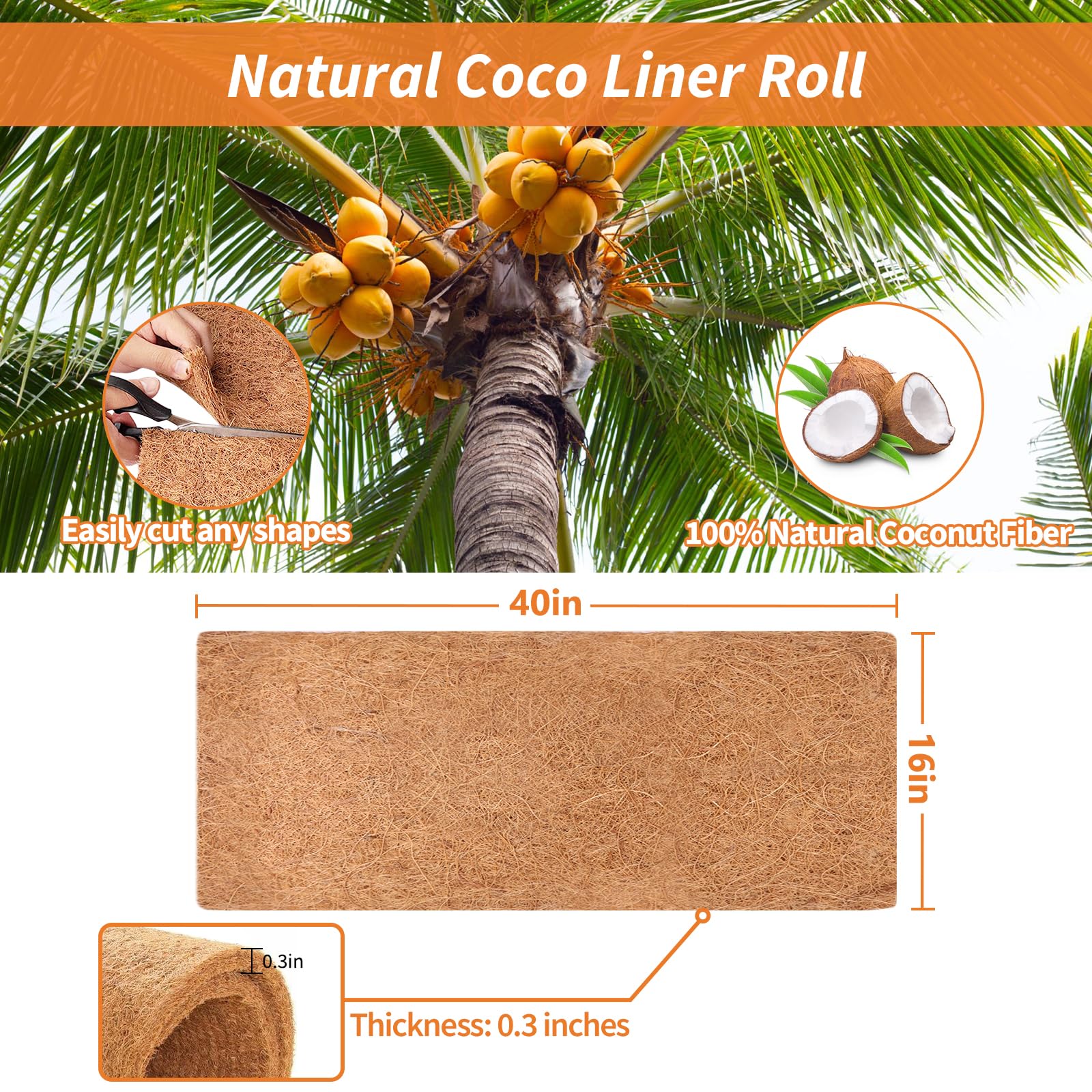 Legigo coconut fiber roll easy to cut for custom planter shapes.