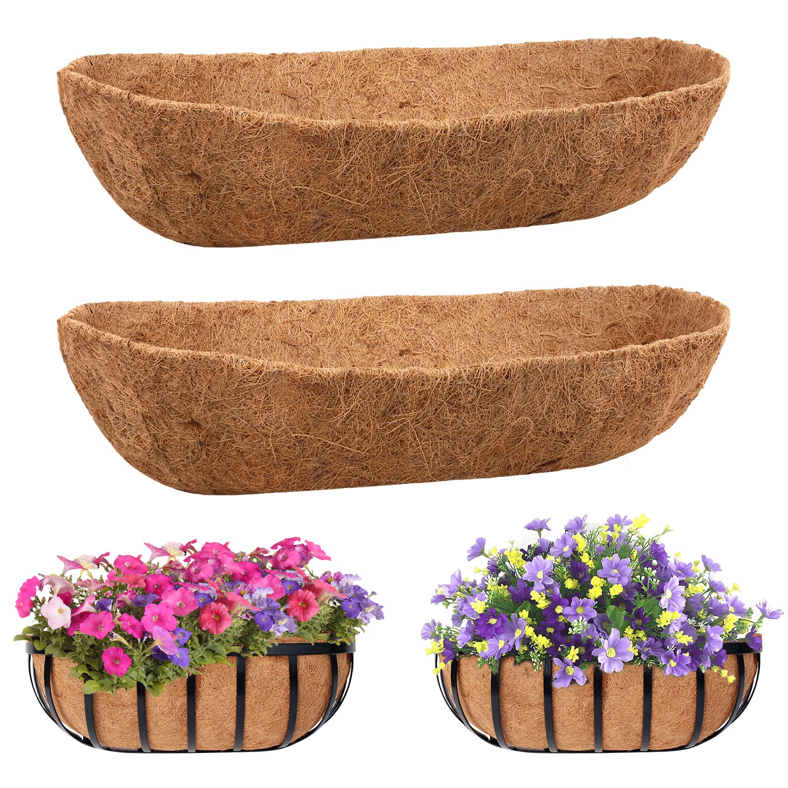 Legigo coco liner for 30-inch window box provides breathable moisture retention for plants