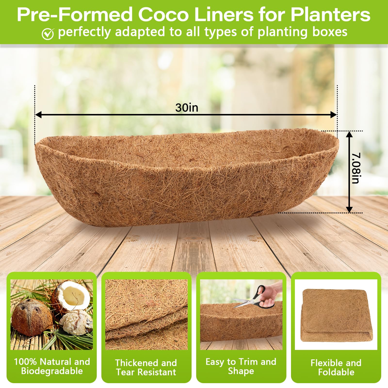 Legigo coconut fiber liner close-up reveals natural texture and breathability for healthy root zones.